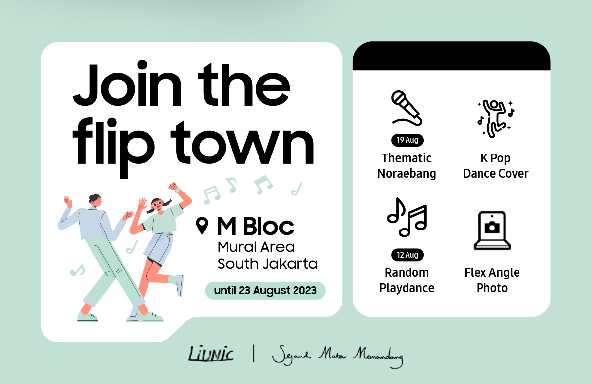Join the flip town at M Bloc Mural Area South Jakarta until 23 August 2023.